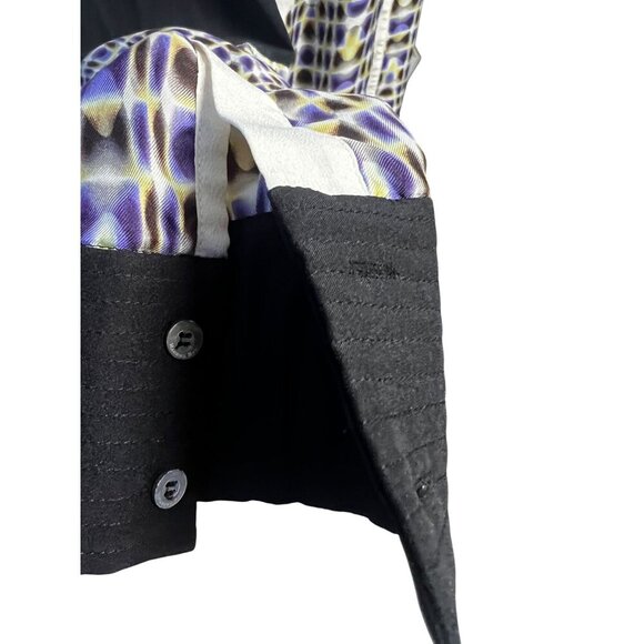RACHEL ROY Silk Button-Down Shirt Women Large Geometric Print  Colorblock Office - Picture 8 of 10